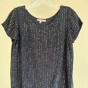 Size S navy sequined silk Calypso St. Barth top.